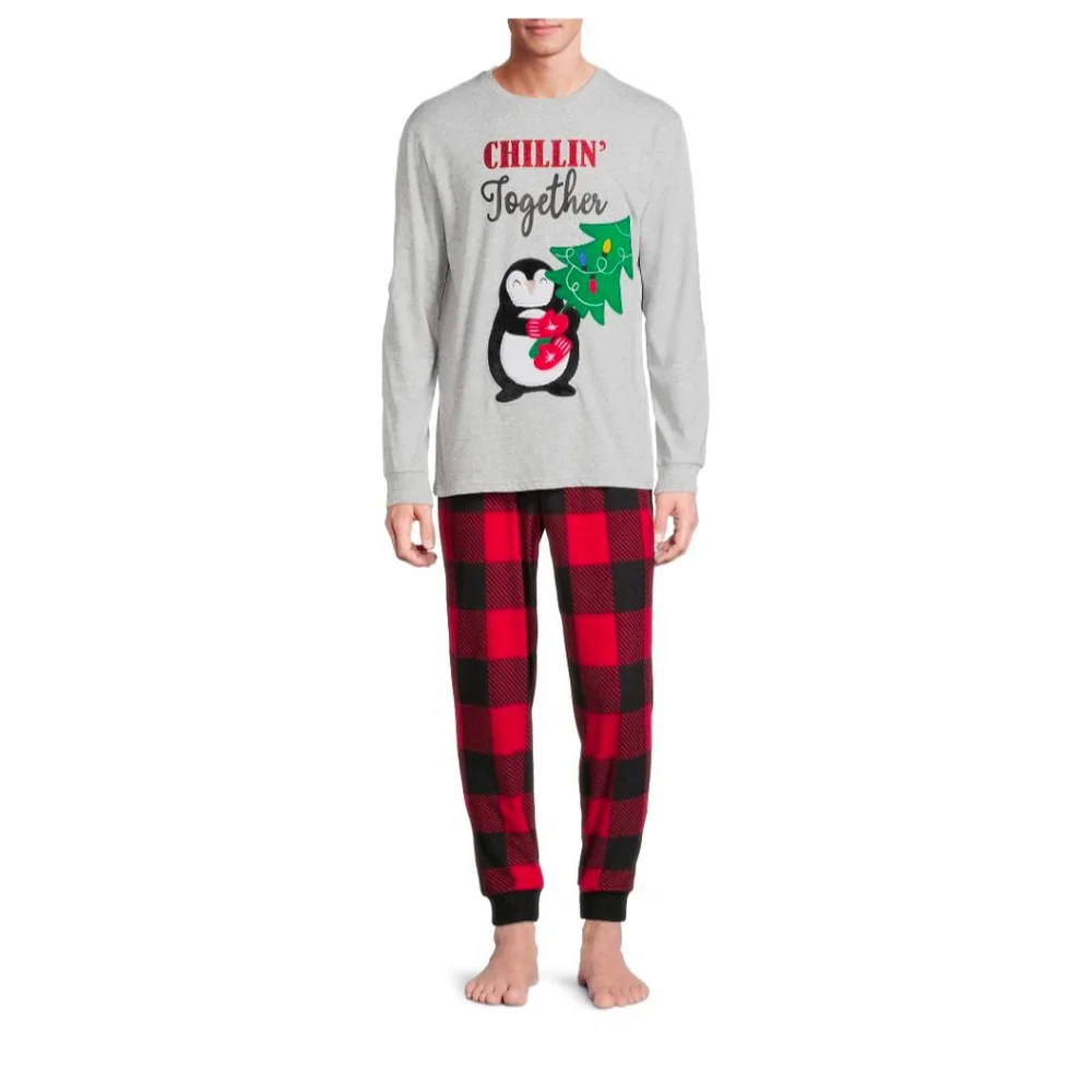 3-pieces: Men's & matching Dog Holiday Time Christmas Pajama Set 3XL